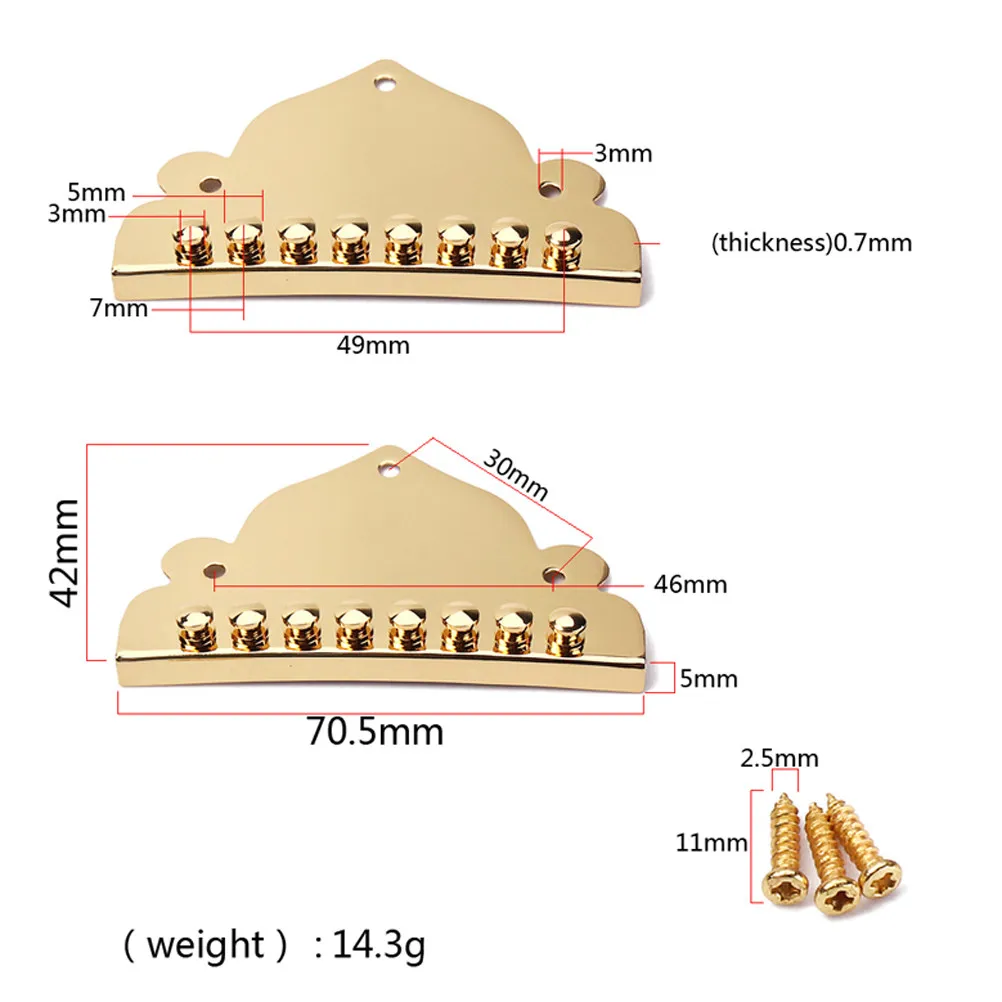 Golden Mandolin Tailpiece Qb01 Metal Parts for 8 String Mandolin Enhance Tone Volume Sustain Fast String Change
