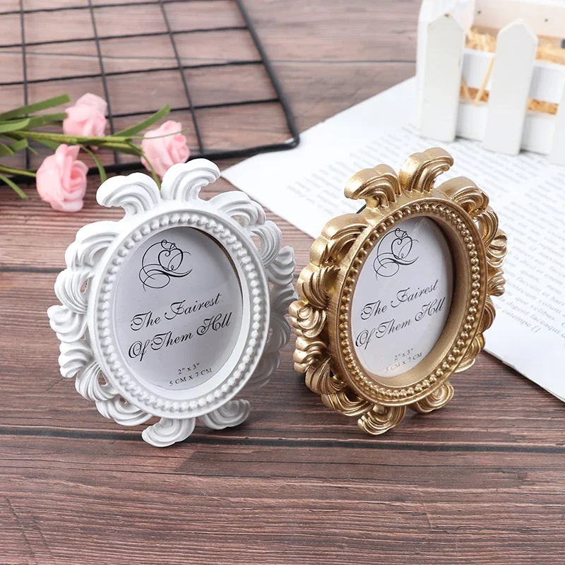 NewNordic Style 1pc Flower Photo Frame Wedding Home Decor Desktop Bronze Design Vintage Picture Frame Small Baroque Photo Holder