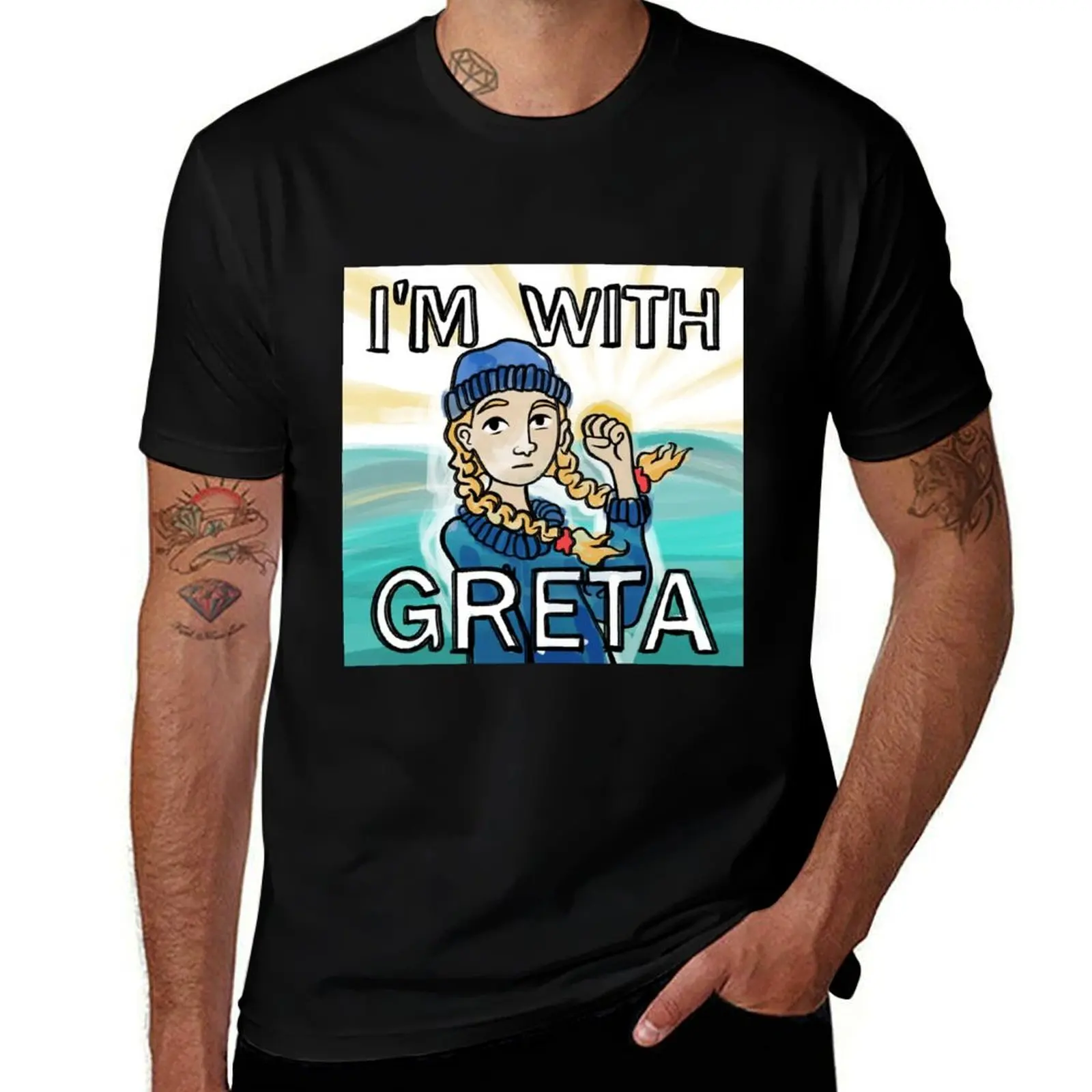 I'm with Greta Thunberg T-Shirt funny t shirts man t shirts for man slim fit t shirts for man cotton funny T-shirt
