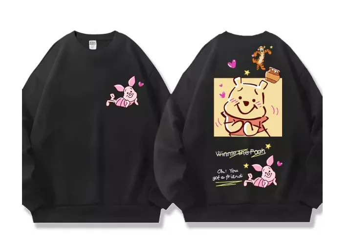 Disney Winnie The Pooh Joint Sweater Damen Rundhalsausschnitt Herbst und Winter Zweidimensionale Animation Periphere Kleidung Lose Mantel