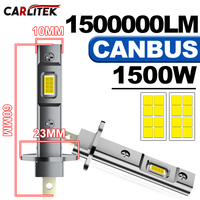 H1 LED Headlights 1500000LM 6000K 1500W 16PCS 7585 CSP High Low Beam Turbo Auto Light 1:1 Fanless Mini 12V H7 H4 H3 +600% Bright