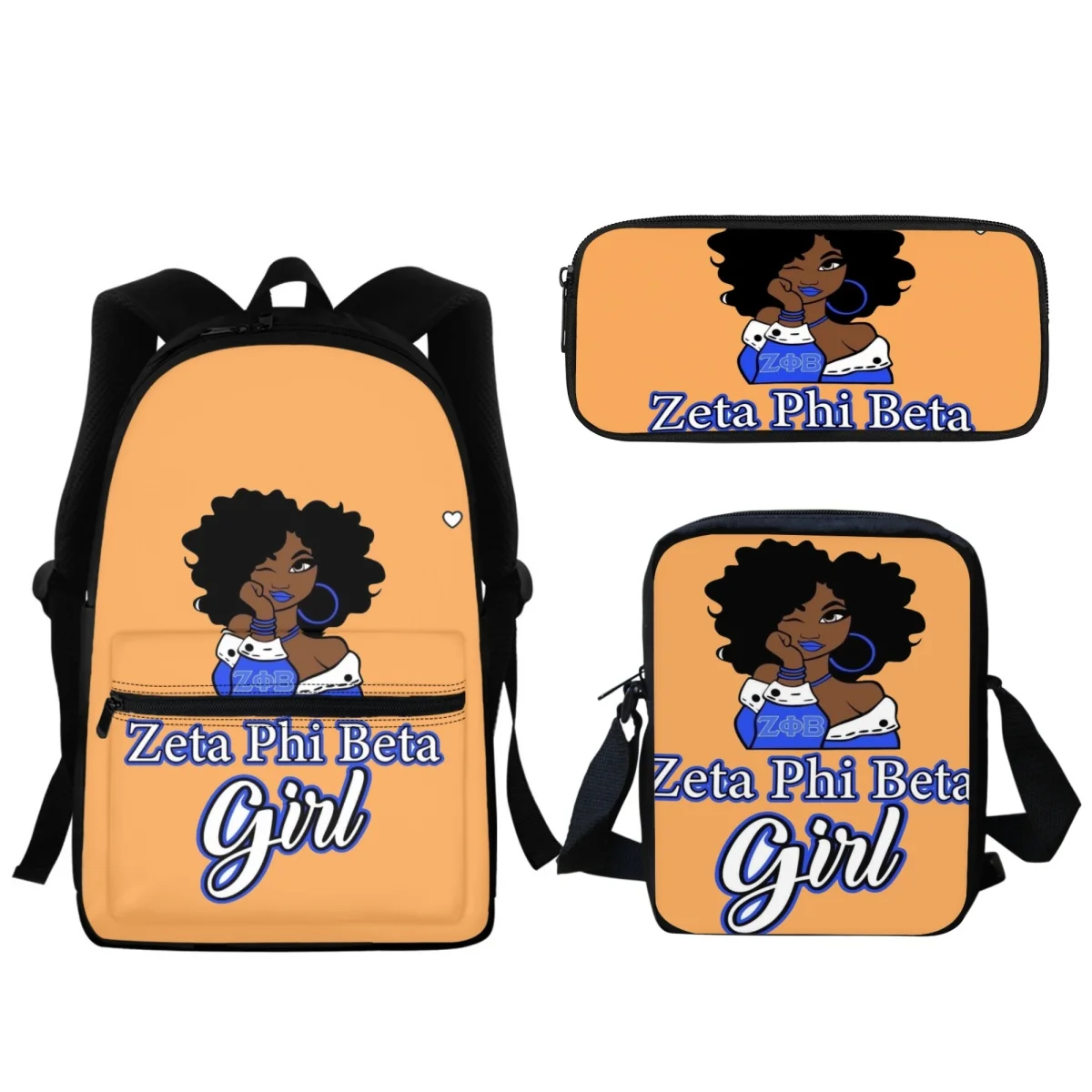 3PC/Set Kids Backpack Zeta Phi Beta Girl Pattern Students School Bags For Boys Kids Bookbags Learning Tools Mochila Escolar