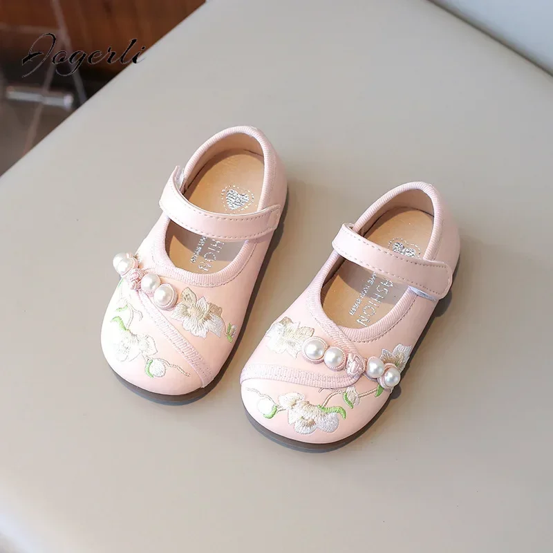 

Girls' Shoes Children's Horse-faced Skirt Flats Spring Autumn National Antique Embroidered School Student Loafer