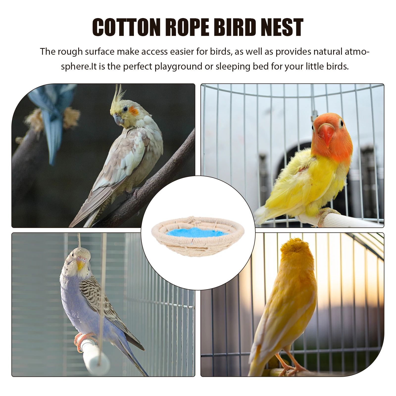 

Hand Woven Nest Cushion Parrot Breeding House Cage Soft Birds Parakeet Nesting Outdoor Indoor Decorative Birdhouse
