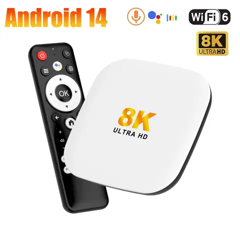 H96 MAX M2 Plus TV Box Android 14 Smart TV Box Quad Core 8K HDR BT 5.4 Wifi 6 Voice Assistant Media Player TV Set Top Box