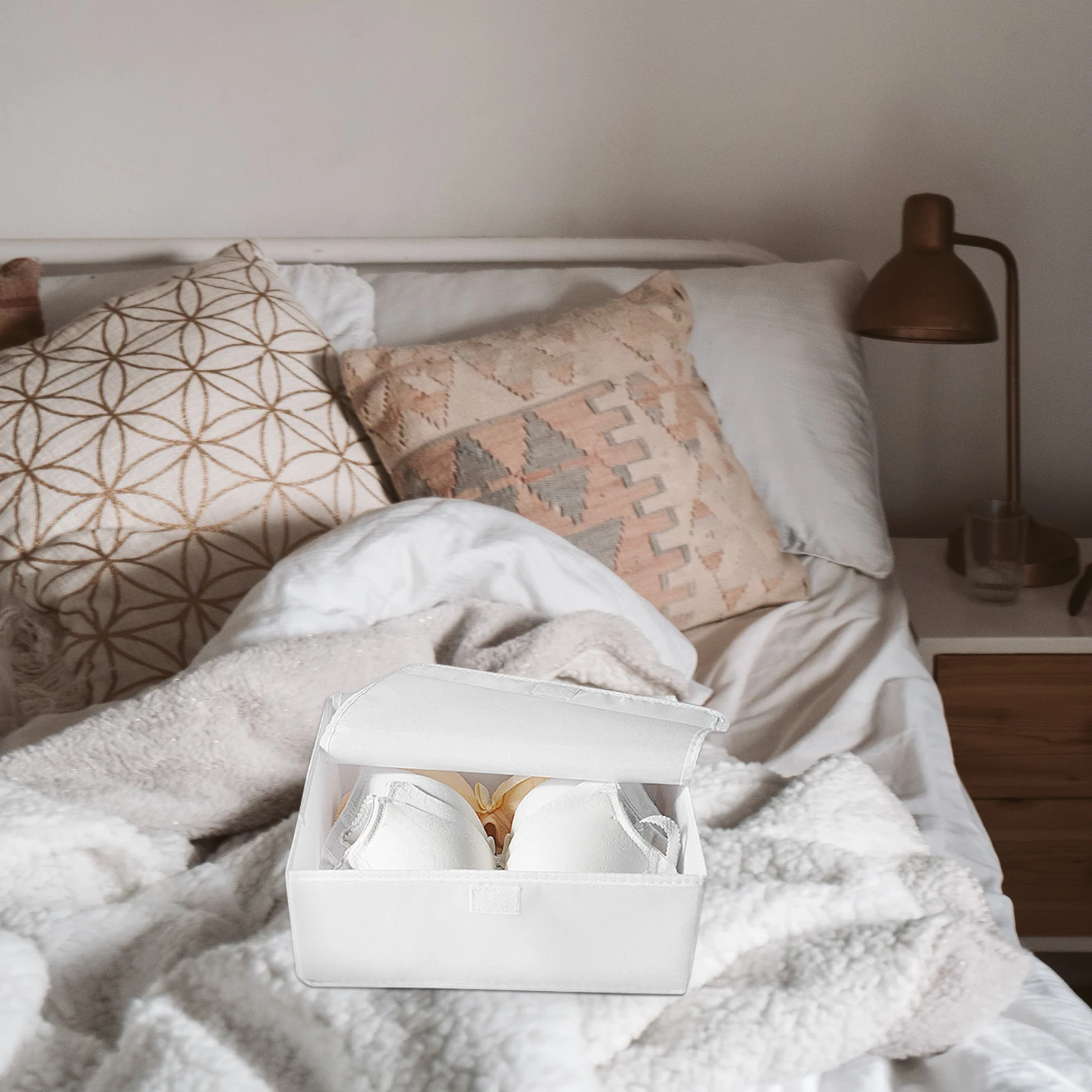 

Underwear Storage Box Bra ganizer Closet Women Thicken Drawer White Container Washable Reusable Fabric Storage Solution