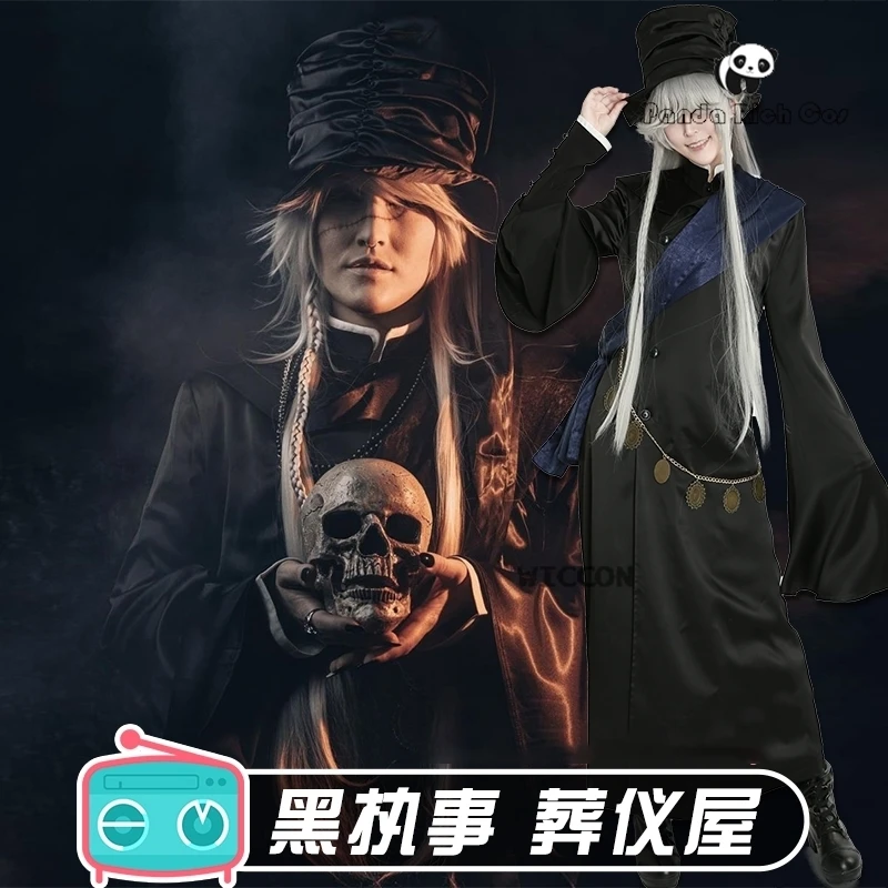 Anime Black Butler Undertaker Cosplay Costume Wig Kuroshitsuji Cosplay Uniforms Halloween Party Andateika Grim Reaper Cosplay