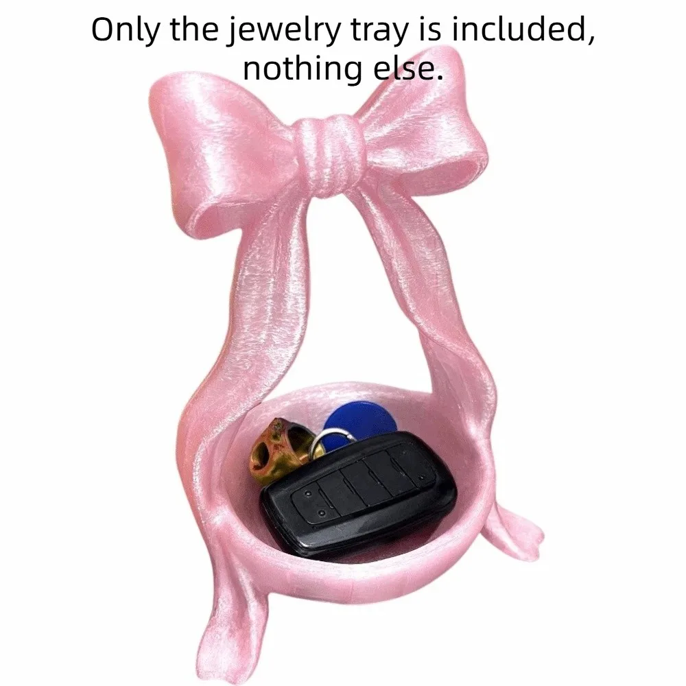 

Fashion Elegant 3D Printed Jewelry Tray Sweet Glossy Bow Ribbon Ring Holder Baroque Style Decorative Jewelry Plates Desktop Use