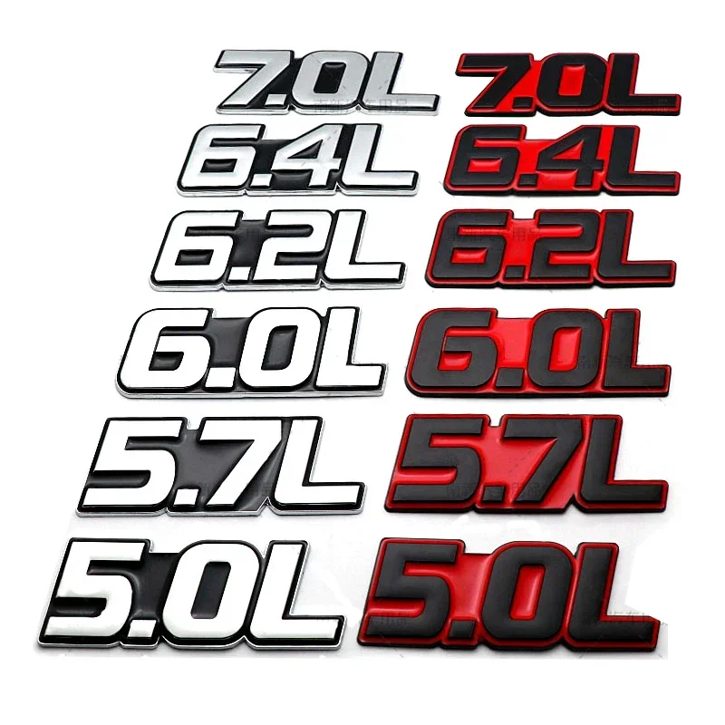 

Metal 5.0L 5.7L 6.0L 6.2L 6.4L 7.0L Logo Car Body Trunk Emblem Sticker for Volkswagen Land Rover Chevrolet Exterior Badge Decal