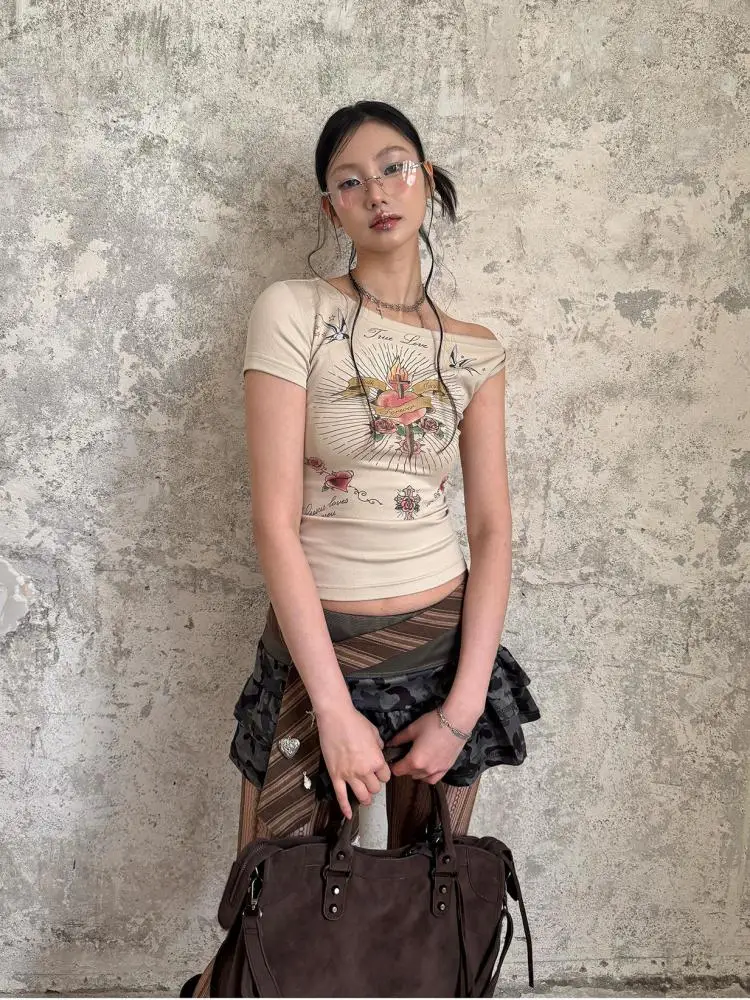 Graphic T Shirts Woman Clothes Short Sleeve  Fashion Vintage 2026 Summer Tops