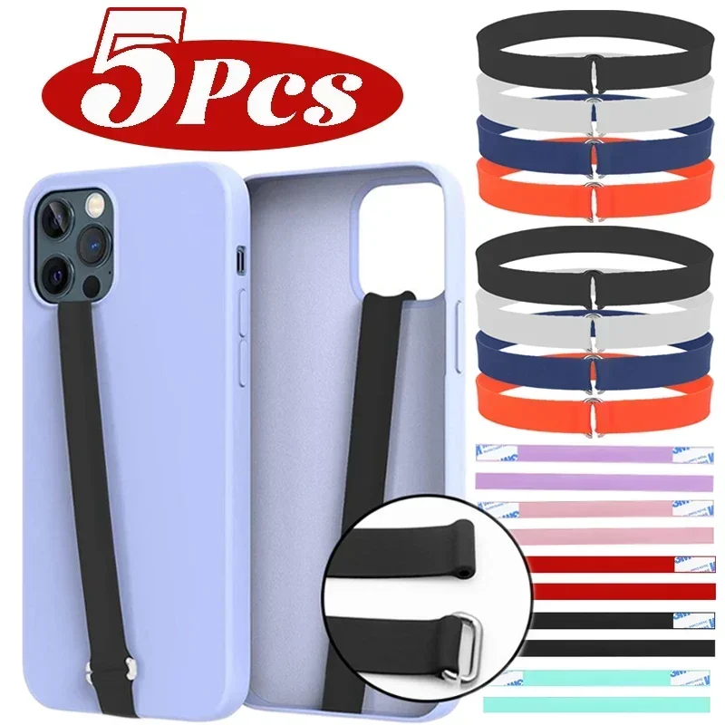 1-5Pcs Silicone Phone Strap Elastic Soft Wristband Hand Band Grip Ropes CellPhone Accessories for IPhone Samsung Huawei Xiaomi