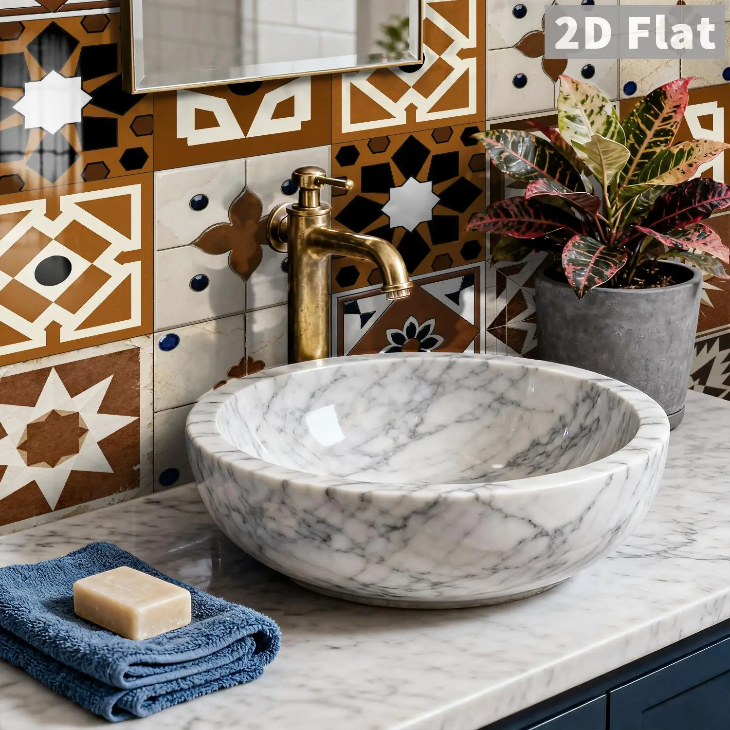 Retro floral tile decal, 36 waterproof self-adhesive wall stickers, suitable for splash proof kitchen and bathroom walls