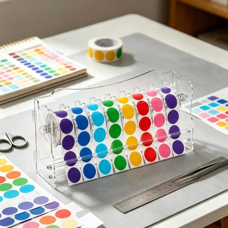 E8BD Sticker Roll Display Rack for Desk Use and Quick Access Needs