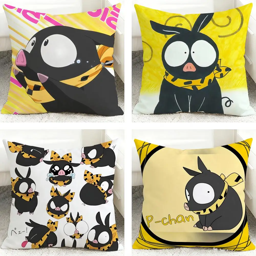 Anime R-Ranma P-Chan Ryoga Cushion Cover Soft Short Plush Pillow Case Cushion Cover for Living Room Sofa Decor