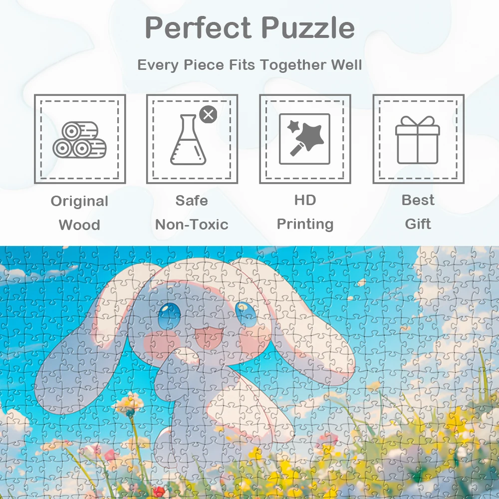 Cinnamoroll Sanrio DIY Großes Puzzlespiel Spielzeug Geschenk Cartoon Wolken Blumen Gras Himmel Lernspielzeug Montessori Puzzles