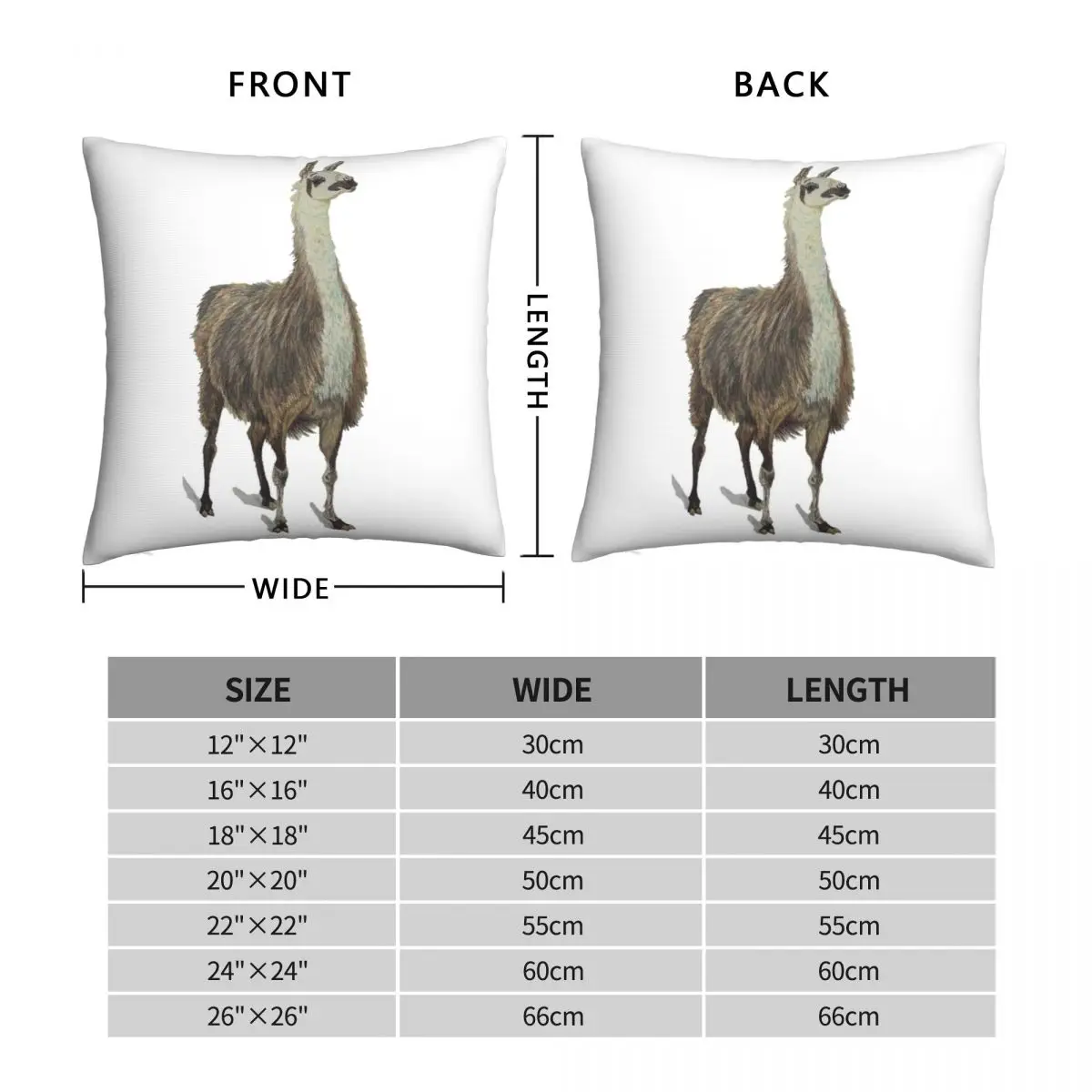 Regal Llama Square Pillowcase Polyester Linen Velvet Creative Zip Decor Car Cushion Cover 18