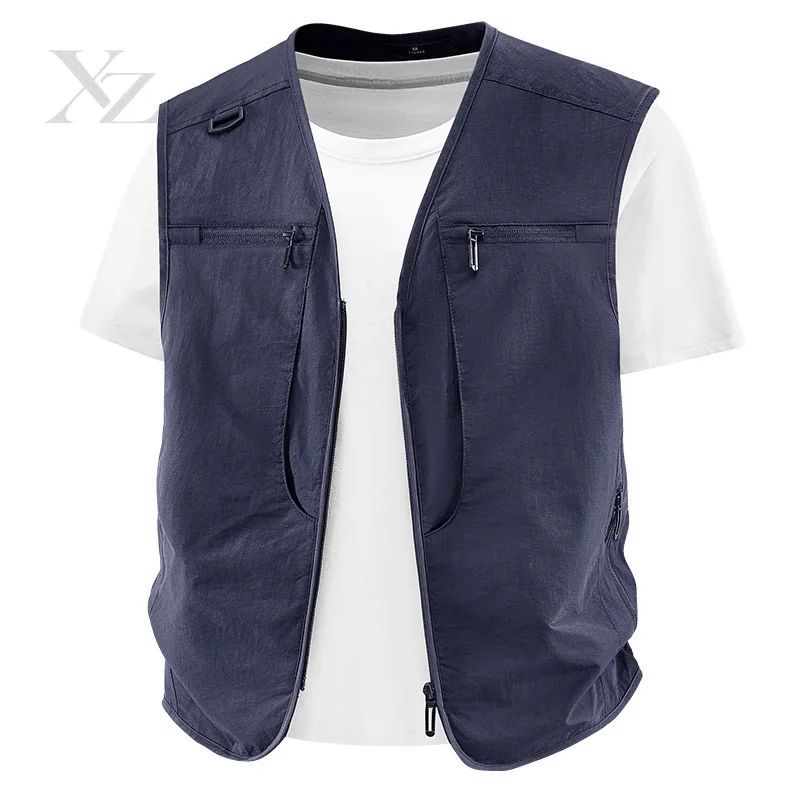 Opening Sale |Plus Size Men's Outdoor Quick-Dry Cargo Vest Multi-Pocket Fishing Photography Sleeveless Jacket Breathable Utility