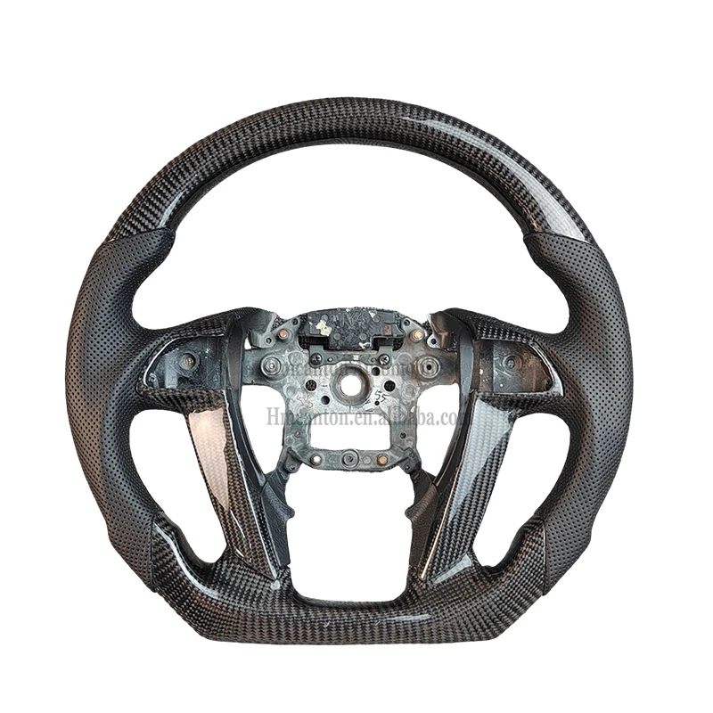 

Заводское изготовленное на заказ перфорированное кожаное колесо из углеродного волокна с черной строчкой для рулевого колеса автомобиля Honda Accord 8, поколения Crosstour