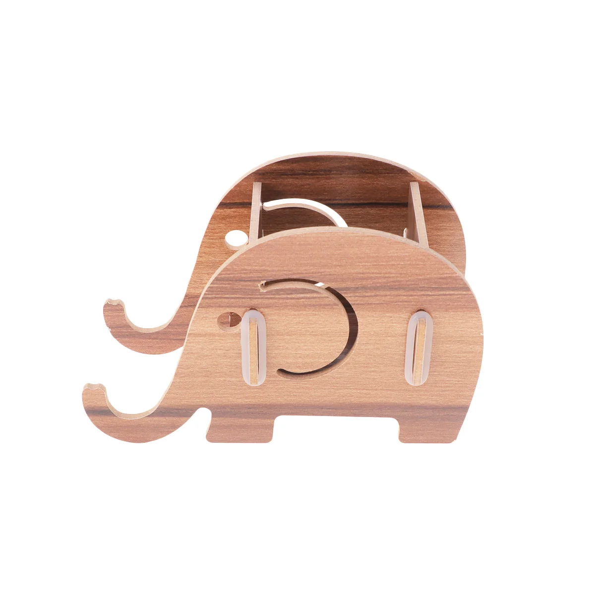 

1pc Wooden Elephant Pen Holder Multi-Function Desktop Organizer For Phone Pens Cartoon Animal Design Stationery Storage Pen