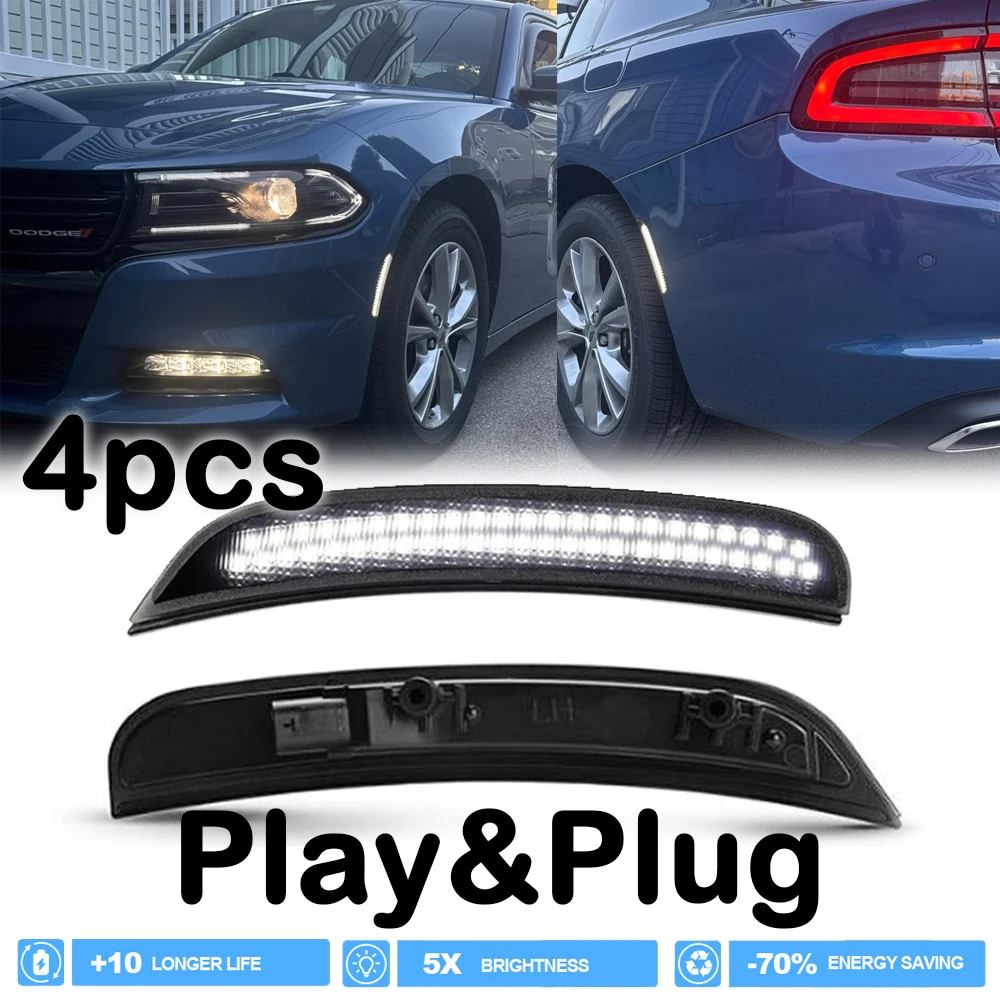 

Дымчатый светодиодный боковой габаритный указатель поворота на крыло для Dodge Charger 2015-2023, индикатор остановки переднего и заднего бампера автомобиля 68214127AA