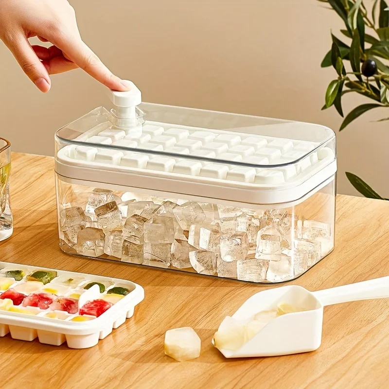 1pc, Ice Cube Mold, Freezer Ice Tray With Lid And Ice Box, Easy To Release Ice Cubes Mold With  Box For Refrigerating Cocktails 