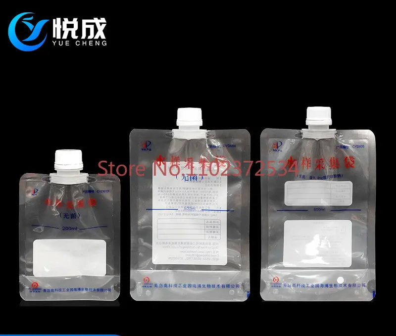 Water sample collection bag 200 500ml sterile homogeneous bag containing sodium thiosulfate round bottom vertical sampling bag