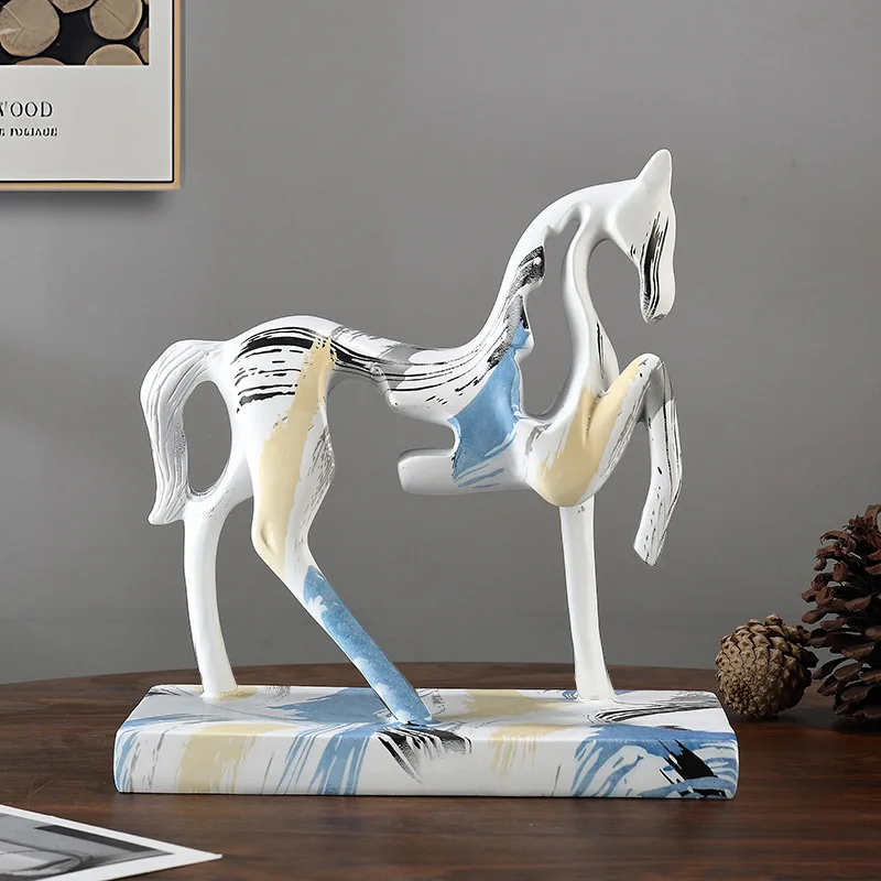 Black Personalized Resin Horse Statue Crafts Home Indoor Tabletop Ornament Office Decoration Festival Gifts Home Decor Ccessorie