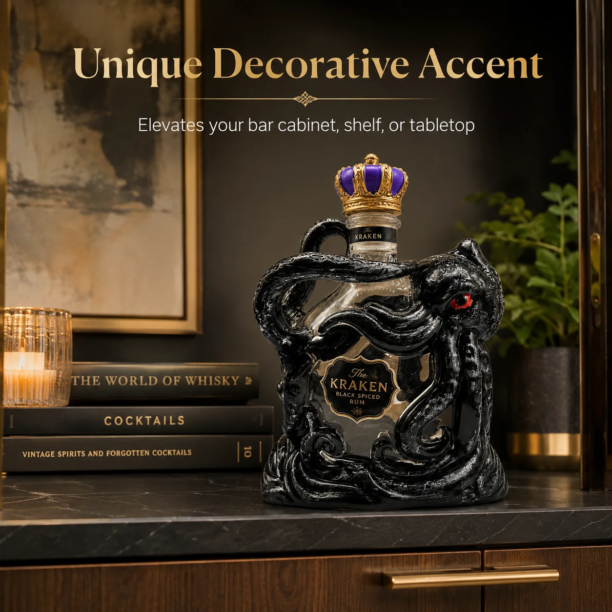 The Kraken Octopus Shaped Glass Liquor Decanter 350ml Decorative Bottle for Whiskey Bourbon Rum and Spirits