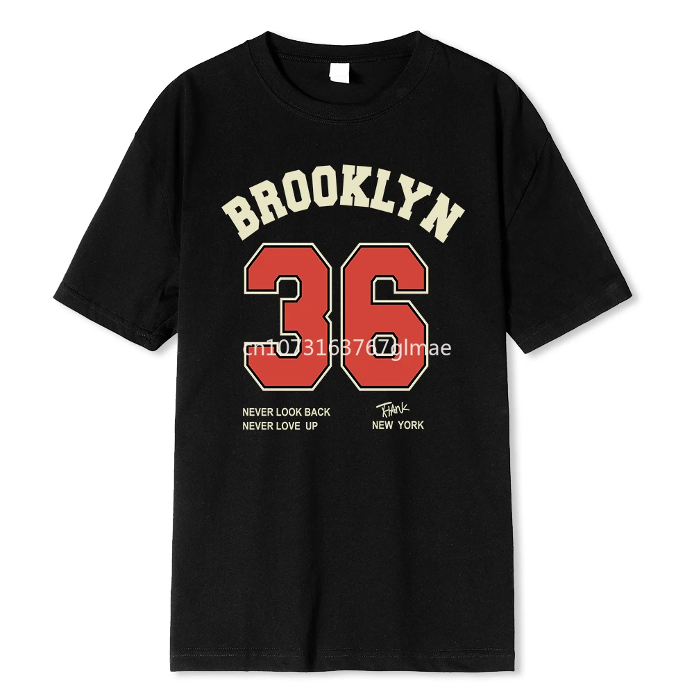 Brooklyn 36 Art Letter Retro Design Cartoons Printing Clothing Male Breathable Tshirt Loose T-Shirts Casual Cotton Short Sleeve