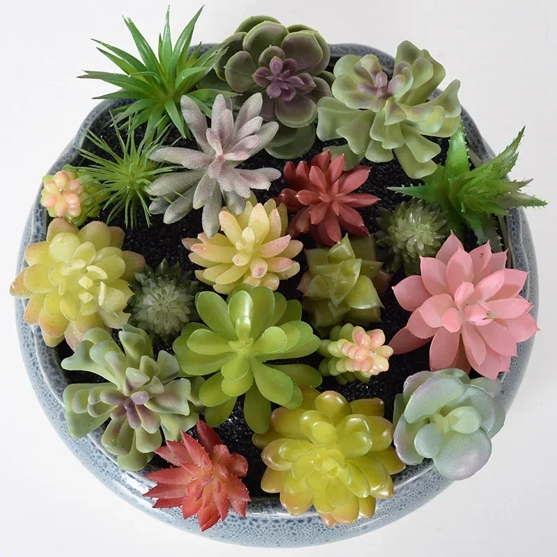 

12pcs Artificial Succulent Plants, Faux Flowers for Home Garden, Small Fake Succulents, Desktop Bonsai Decor, Green PVC Faux Flo