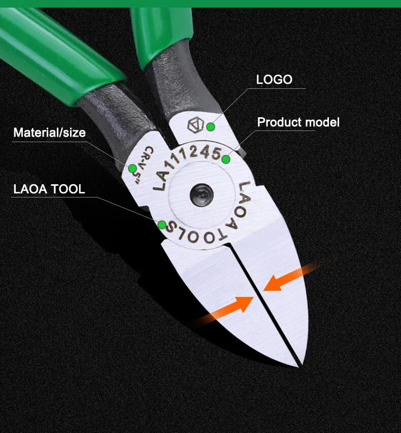 LAOA 4,5/5/6 Zoll Präzisions-Seitenschneider aus Chrom-Vanadium-Stahl, Modell Elektriker-Schere, Diagonalzange – Detail 7
