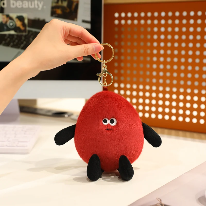 Nuevo juguete de peluche de maní, muñeco de peluche de núcleo de maní de dibujos animados, colgante de núcleo de maní rojo a la moda que se puede colocar en concha de maní