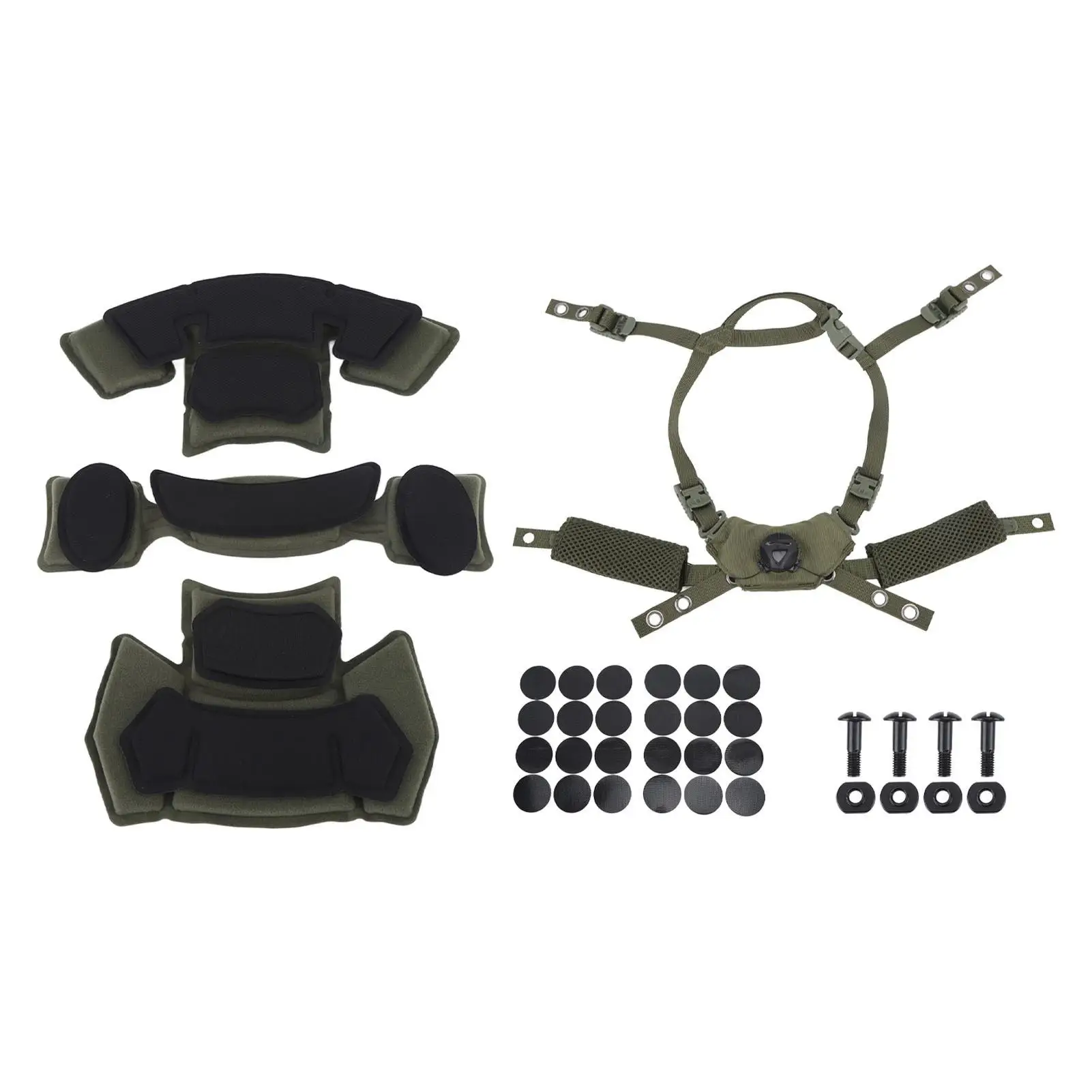 Adjustable Helmet Dial Suspension Set with Lining Pad & Chin Strap Mod for fast for mich Helmets