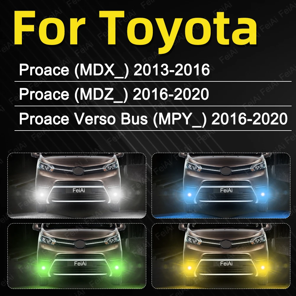 LED Front Fog Lights Bulbs For Toyota Proace Verso 2013 2014 2015 2016 2017 2018 2019 2020 Proace Tuning Accessories Dual Colors