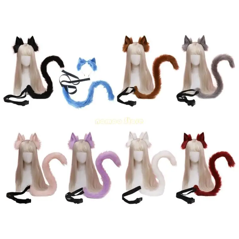 31bf 2pcs/set Sexy Lolit Plush Animal For Cat Ear Tail Set para Fancy Carnival Fiest