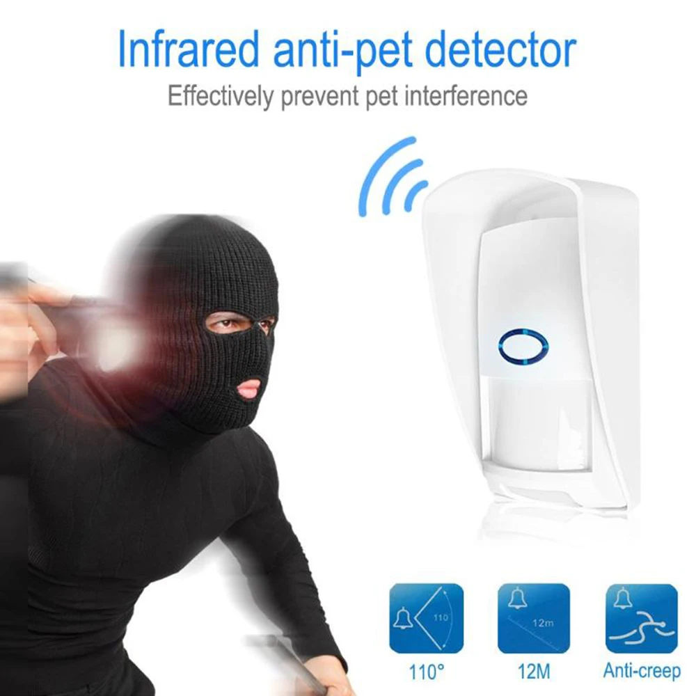 PIR Sensor Infrared Motion Detector Waterproof 433Mhz Siren Outdoor Wireless  Home Security Wireless Anti-Theft Alarm Detector