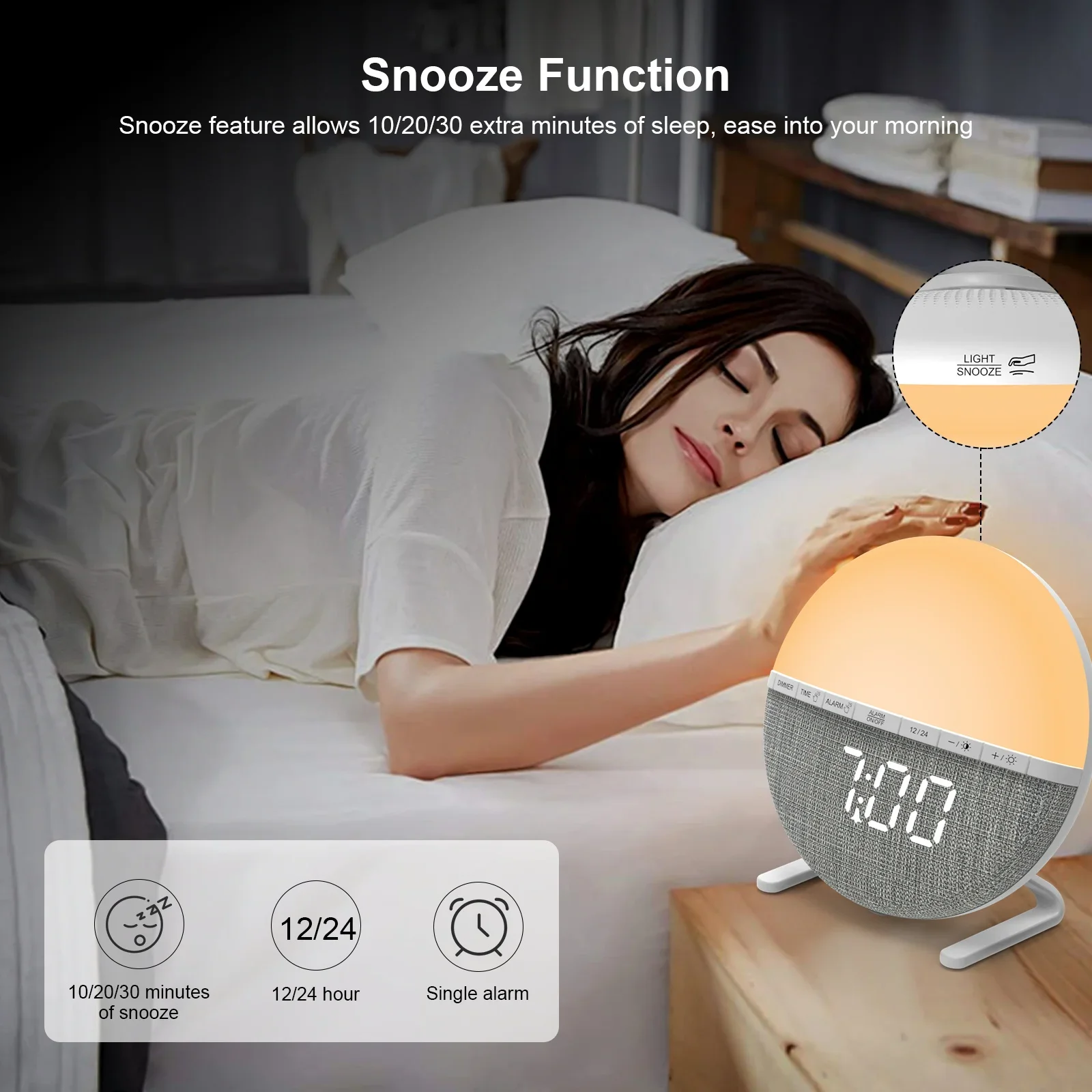 Sunrise Alarm Clock Wake Up Light Clock Night Light  Sunrise Sunset Simulation Digital Clock  Desk Clocks