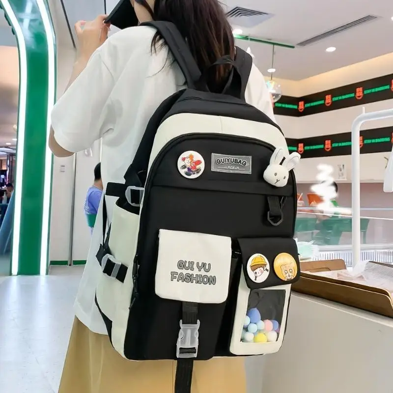 5pcs حقيبة ظهر مدرسية لطيفة للبنات النساء المراهقات الأولاد قلم رصاص الكتب للحالة #3