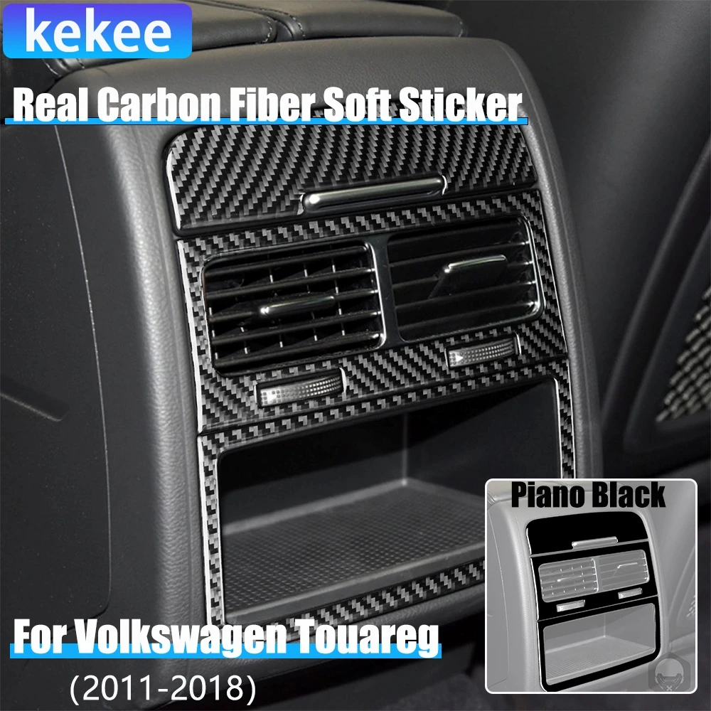 

Real Carbon Fiber Car Accessories Rear Air Vent Trim Cover Sticker For VW Touareg 7P MK2 2011 2012 2013 2014 2015 2016 2017 2018