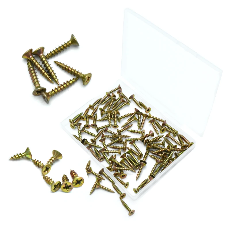 Wood Self-tapping Screw M3.5 M4 M5 Self Tapping Screws for Woodworking Phillips Countersunk Head Color Zinc Carbon Steel Box Kit