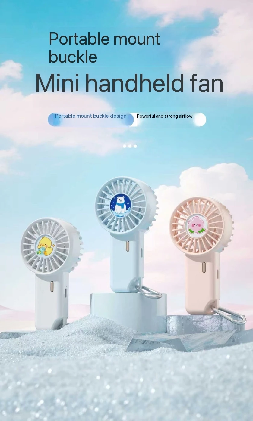 SUN MEET SUN MEET-Portable Small Fan, Rechargeable Fan, 500mAh, Chargeable Type-C, 3 C, Uv