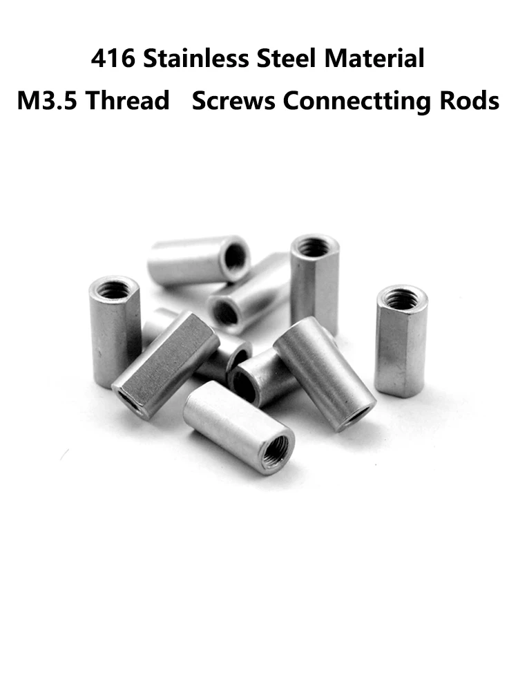 5pcs/Set Stainless Steel M3.5 Thread Screws Connecting Link Round Rod Knife DIY Make Accessories Parts Nails Threaded Nut Studs