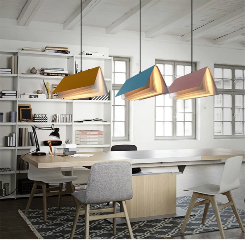 Nordic Book Pendant Light for Study Room Bedroom Library Desk Hanging Lamp Ceiling Decoration Lighting Modern Reading Decoration