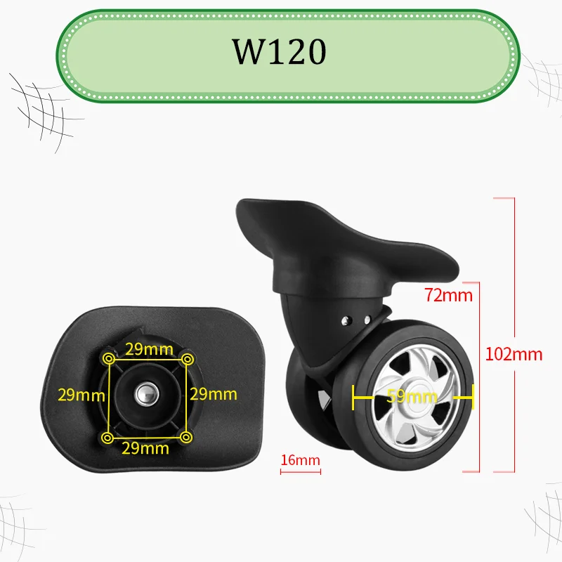 For W120 Professional Luggage Wheel Repair Kit Accessories—Durable 360° Swivel Wheels with Wear-Resistant Smooth Rolling + Tool