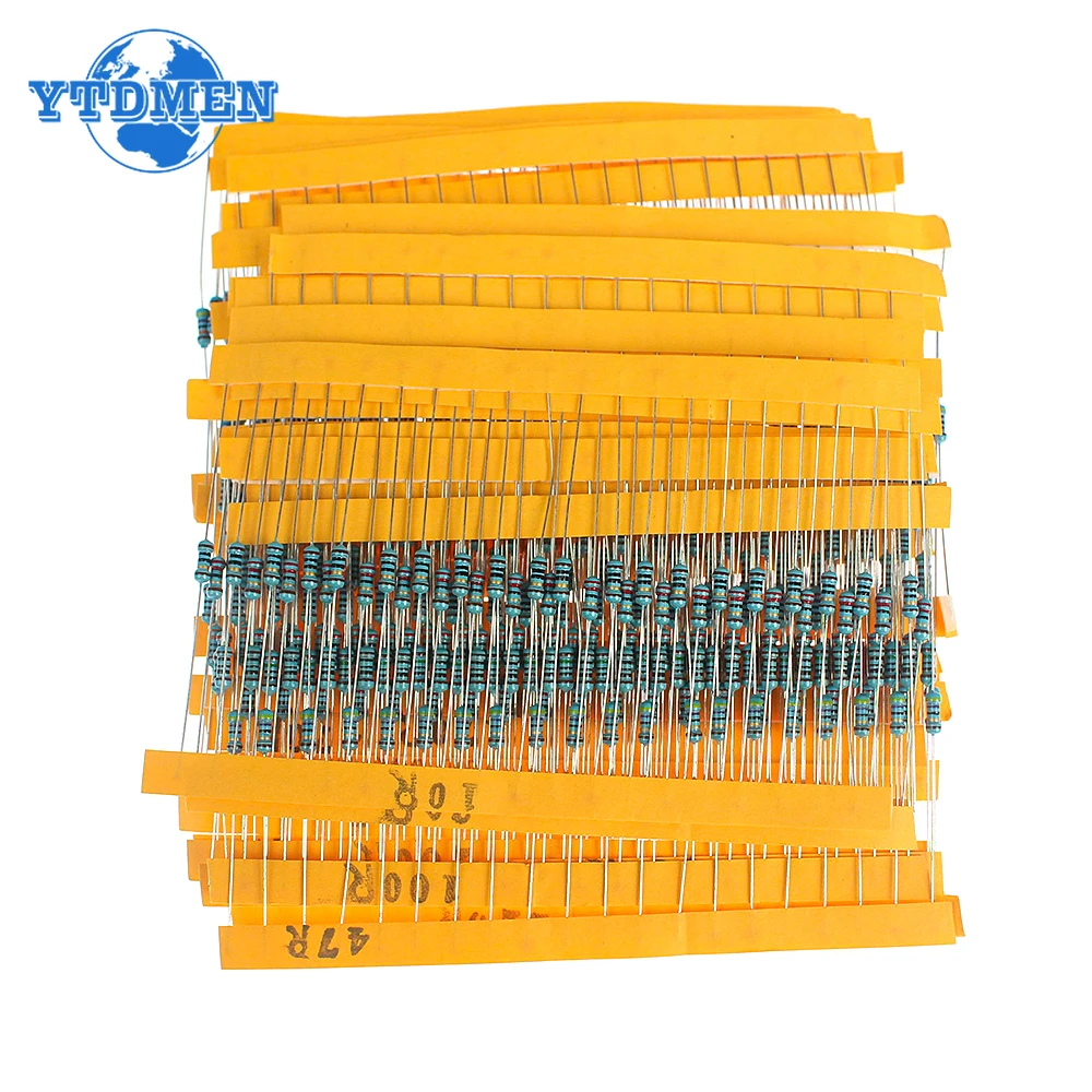 600pcs 30Values 1/4W Metal Film Resistor Kit 10Ohm ~1M Ohm Resistance 1% Set of Resistors 0.25w