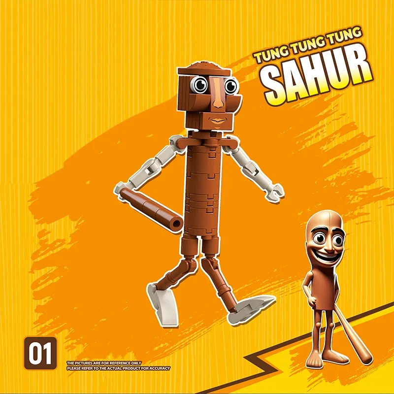 Brainrot Tung Tung Sahur أرقام Tralalero Tralala اللبنات عصا خشبية الناس الحيوانات الطوب لعب للأطفال طفل هدية #5