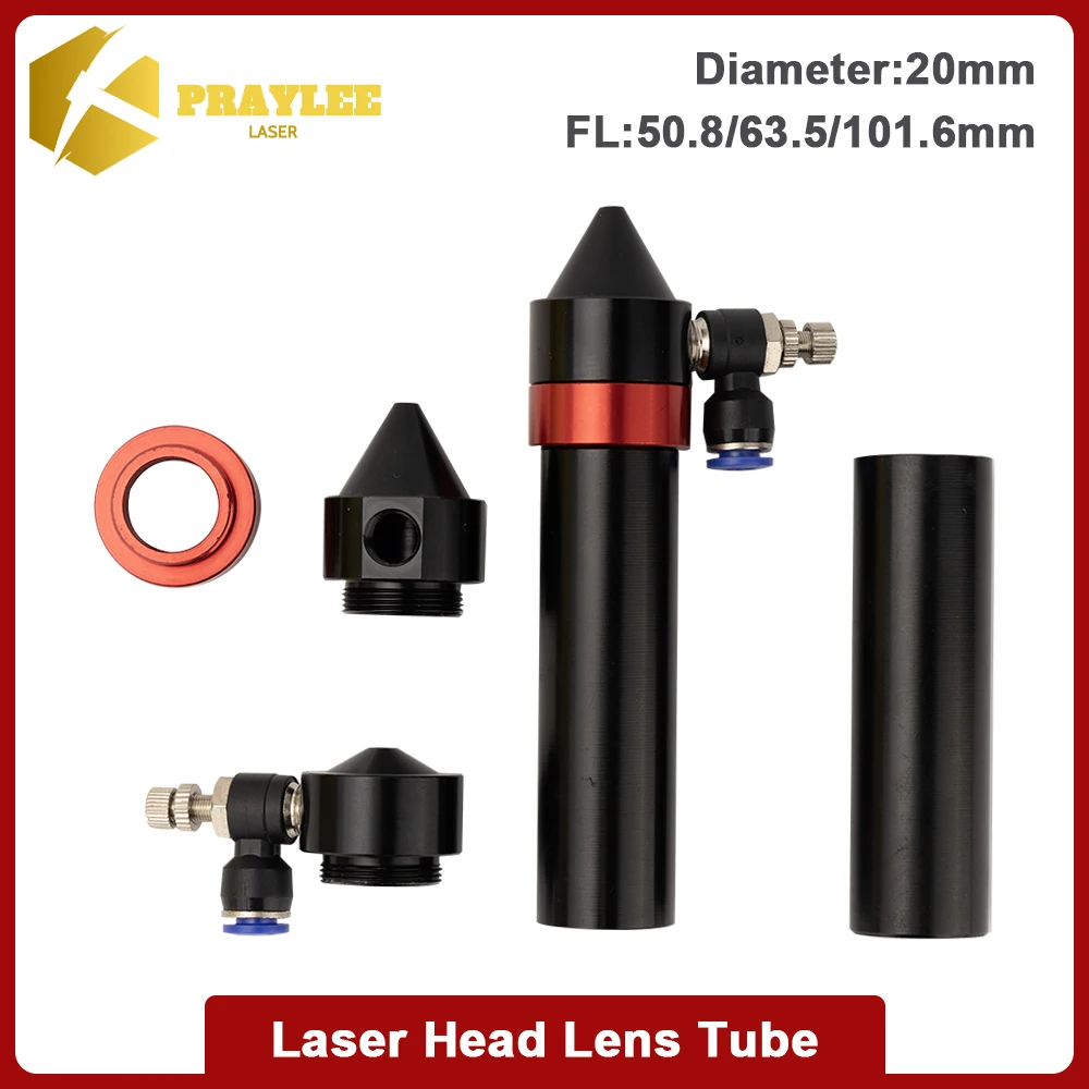CO2 Laser Head Focus Lens Tube Air Nozzle Dia.20 FL 38.1/50.8/63.5/101.6mm for CO2 Laser Cutting Engraving Machine Parts