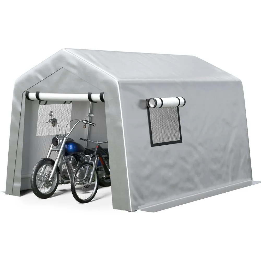 

8x10 ft Carport Heavy Duty Tent with Roll-up Windows, Portable Garage with Galvanized Steel Tubes, Car Canopy All-Season Tarp fo