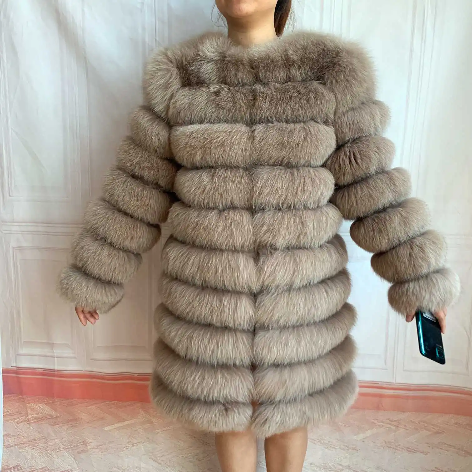 NEW 4in1 Real Fox Fur Long Coat Winter Coat for Women Jackets Vest Winter Outerwear Women Fox Fur Coat High Quality Fur Clothes
