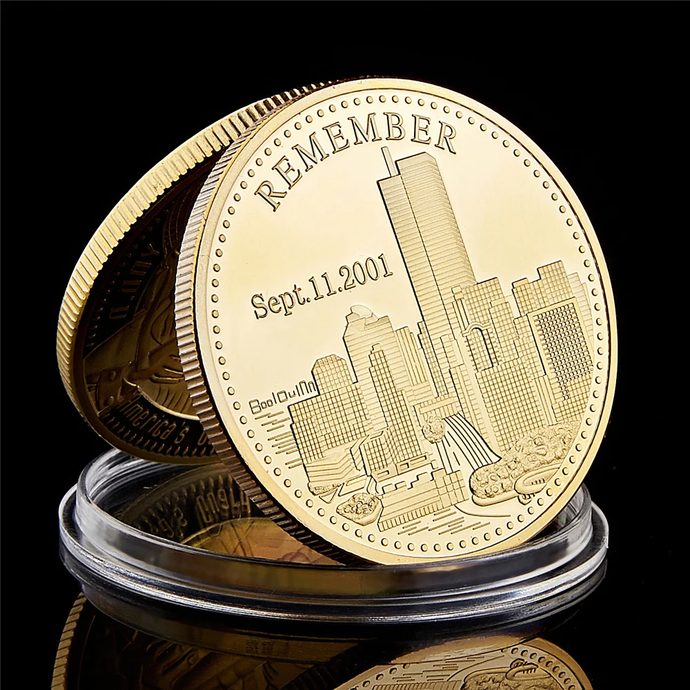 USA Freedom United We Stand 2001.9.11 Remember Attacks 1 World Trade Center Gold Recalling History Collectible Coin